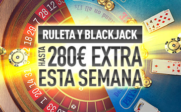 Sportium casino 280€ extra esta semana con la Ruleta y Blackjack